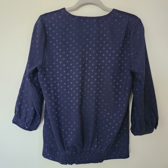 Dark blue New York & Company 3/4 Length sleeve blouse, size Small - Picture 2 of 7